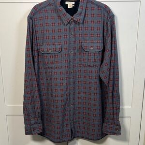 Carbon 2 Cobalt Gray/Orange/Blue Plaid Long Sleeve MenFlannel Shirt XLT Preowned